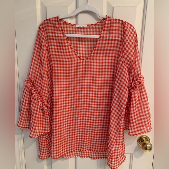 Pleione Tops - Pleione blouse in red/white check. Size large. EUC